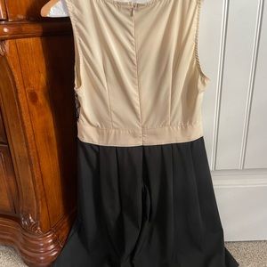 Cream and black dress with lace detail